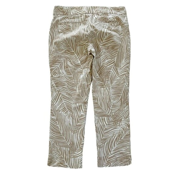 Talbots Modern Fit Crop Pants Women's Size 6 Ivory Tan Palm Print Tropical - Picture 3 of 8